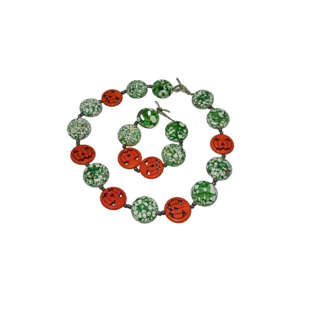Halloween Jack O Lantern Bubblegum Necklace Jewelry Set​​